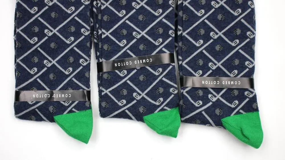 The Men's Store Bloomingdale's Socks Mens 10-13 Blue Golf Dress 3 Pairs Mid Calf